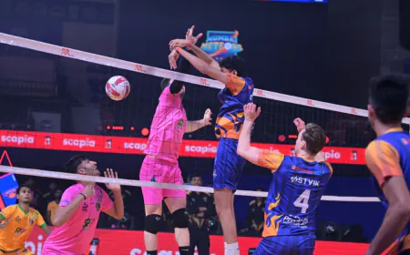 PVL 2025 Season 4 (Match 32): Mumbai Meteors charge into Semi-Finals with thrilling 3–1 victory over Chennai Blitz