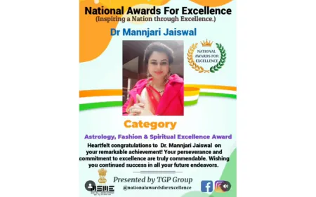 Dr. Mannjari Jaiswal Honoured with Astrology, Fashion & Spiritual Excellence Award at National Awards for Excellence Inspiring a Nation Through Excellence